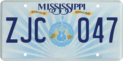 MS license plate ZJC047