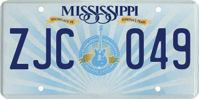 MS license plate ZJC049