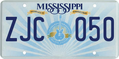 MS license plate ZJC050