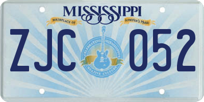 MS license plate ZJC052