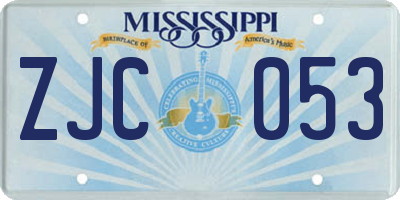 MS license plate ZJC053