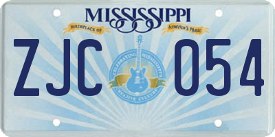 MS license plate ZJC054