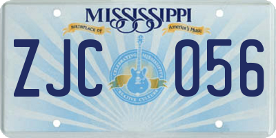 MS license plate ZJC056