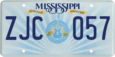 MS license plate ZJC057