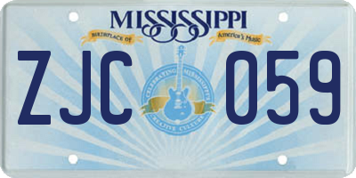 MS license plate ZJC059