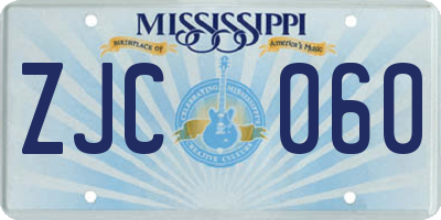 MS license plate ZJC060