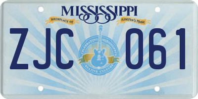 MS license plate ZJC061