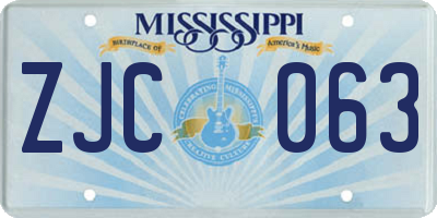 MS license plate ZJC063