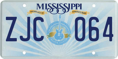 MS license plate ZJC064