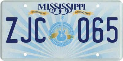 MS license plate ZJC065