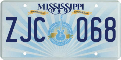 MS license plate ZJC068