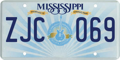 MS license plate ZJC069