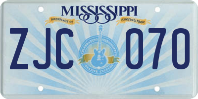 MS license plate ZJC070