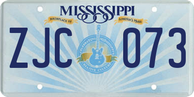 MS license plate ZJC073