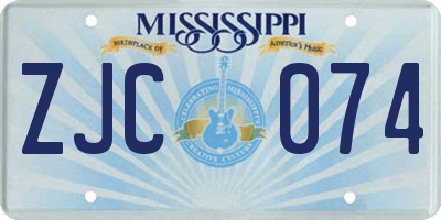 MS license plate ZJC074