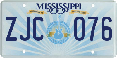 MS license plate ZJC076
