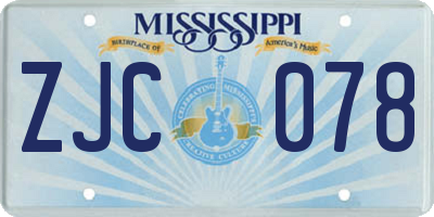 MS license plate ZJC078