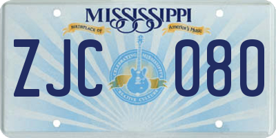 MS license plate ZJC080