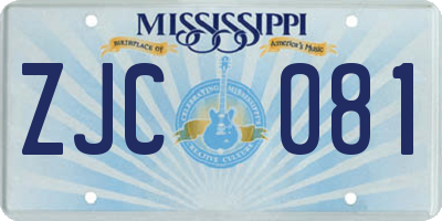 MS license plate ZJC081
