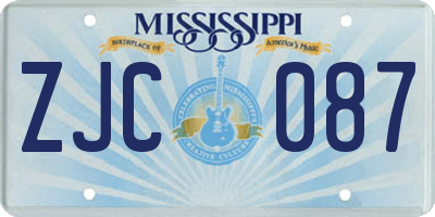 MS license plate ZJC087