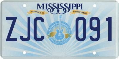 MS license plate ZJC091