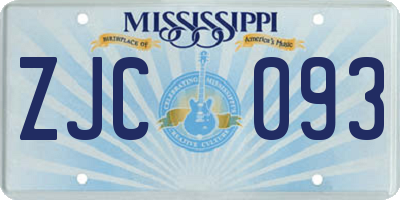 MS license plate ZJC093