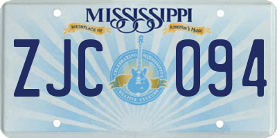 MS license plate ZJC094