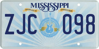 MS license plate ZJC098
