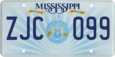 MS license plate ZJC099