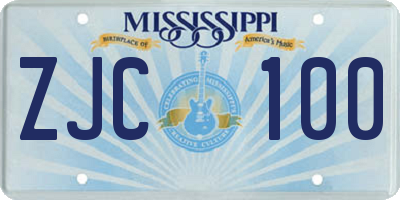 MS license plate ZJC100