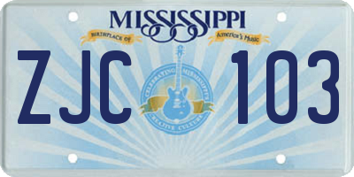 MS license plate ZJC103