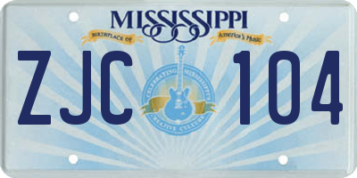 MS license plate ZJC104