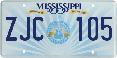 MS license plate ZJC105
