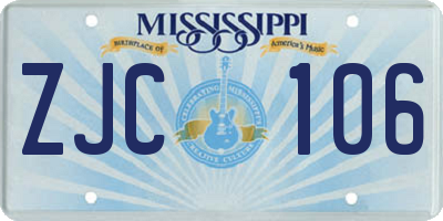 MS license plate ZJC106