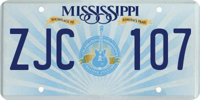 MS license plate ZJC107