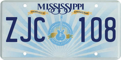 MS license plate ZJC108