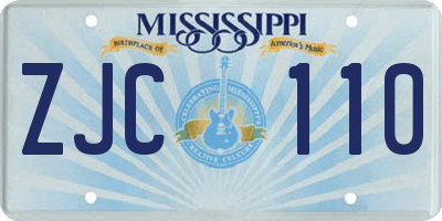 MS license plate ZJC110