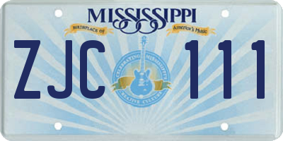 MS license plate ZJC111