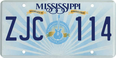 MS license plate ZJC114