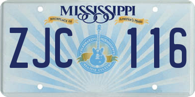 MS license plate ZJC116