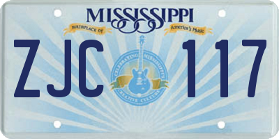 MS license plate ZJC117