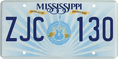 MS license plate ZJC130