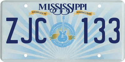 MS license plate ZJC133