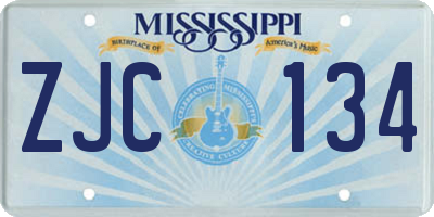MS license plate ZJC134