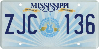 MS license plate ZJC136
