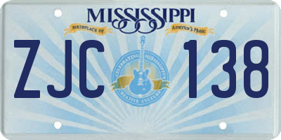 MS license plate ZJC138