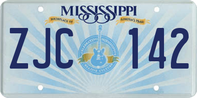 MS license plate ZJC142