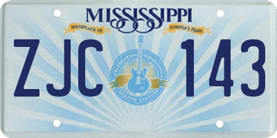 MS license plate ZJC143