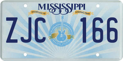 MS license plate ZJC166