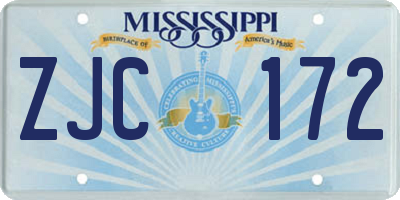 MS license plate ZJC172